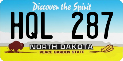 ND license plate HQL287