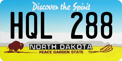 ND license plate HQL288