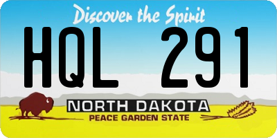 ND license plate HQL291
