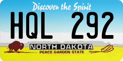 ND license plate HQL292