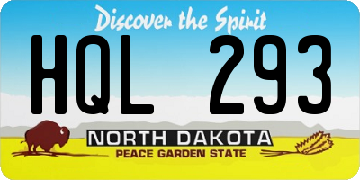 ND license plate HQL293