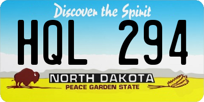 ND license plate HQL294