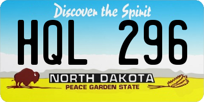 ND license plate HQL296