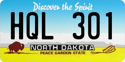 ND license plate HQL301
