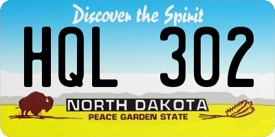ND license plate HQL302