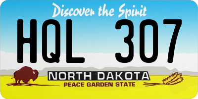 ND license plate HQL307