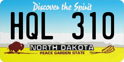 ND license plate HQL310