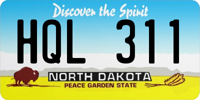 ND license plate HQL311