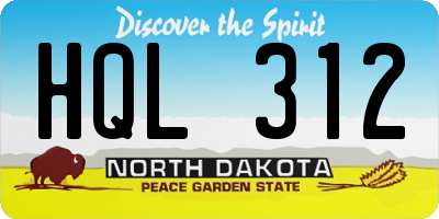 ND license plate HQL312