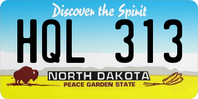 ND license plate HQL313
