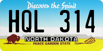 ND license plate HQL314