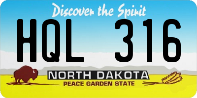 ND license plate HQL316