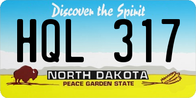 ND license plate HQL317