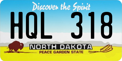 ND license plate HQL318