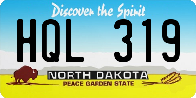ND license plate HQL319