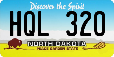 ND license plate HQL320