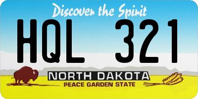 ND license plate HQL321