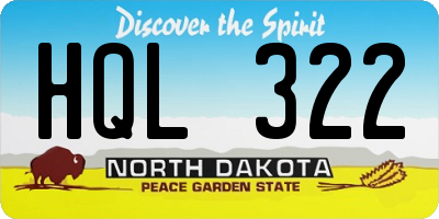 ND license plate HQL322