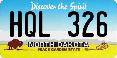 ND license plate HQL326