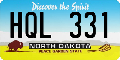 ND license plate HQL331