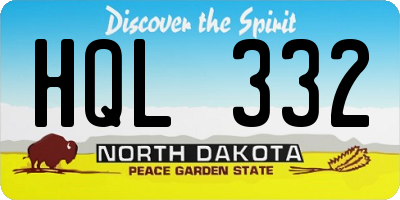 ND license plate HQL332