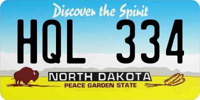 ND license plate HQL334