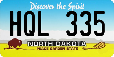 ND license plate HQL335
