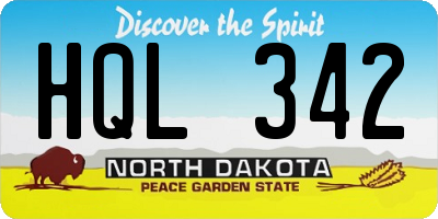 ND license plate HQL342