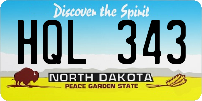 ND license plate HQL343