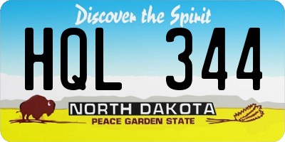 ND license plate HQL344