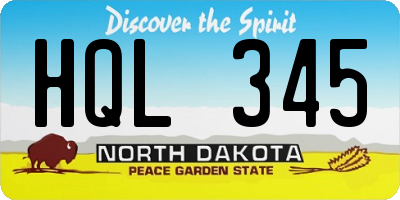 ND license plate HQL345