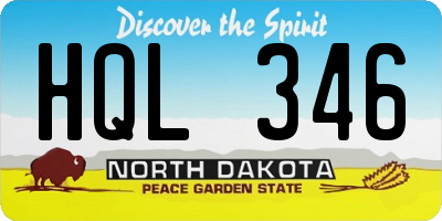 ND license plate HQL346