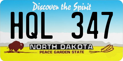 ND license plate HQL347