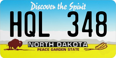 ND license plate HQL348