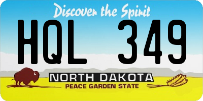 ND license plate HQL349