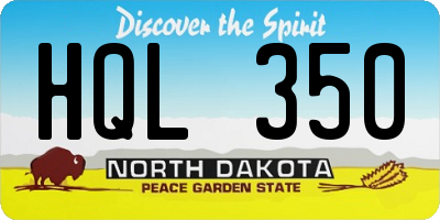 ND license plate HQL350