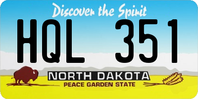 ND license plate HQL351