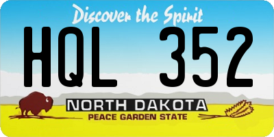 ND license plate HQL352