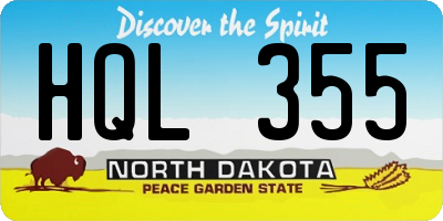 ND license plate HQL355