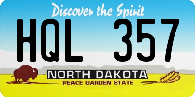ND license plate HQL357