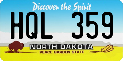 ND license plate HQL359