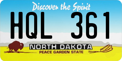 ND license plate HQL361