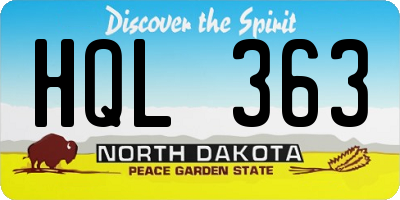 ND license plate HQL363