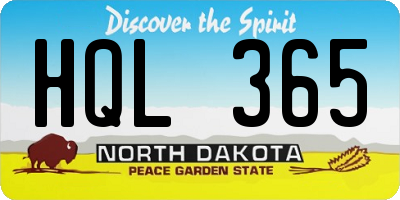 ND license plate HQL365