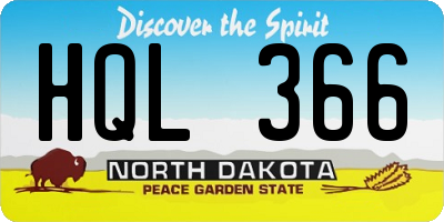 ND license plate HQL366