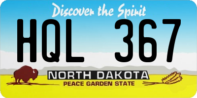 ND license plate HQL367