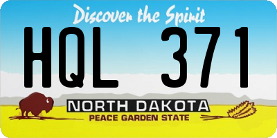 ND license plate HQL371