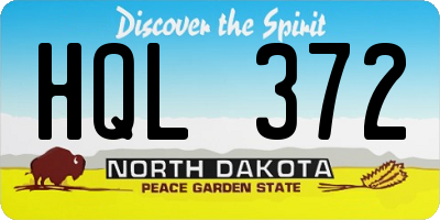 ND license plate HQL372