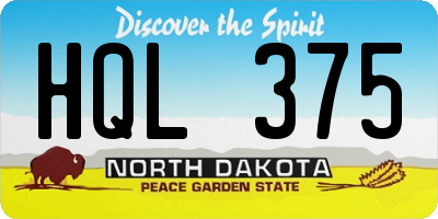 ND license plate HQL375