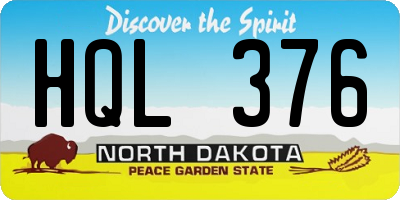 ND license plate HQL376